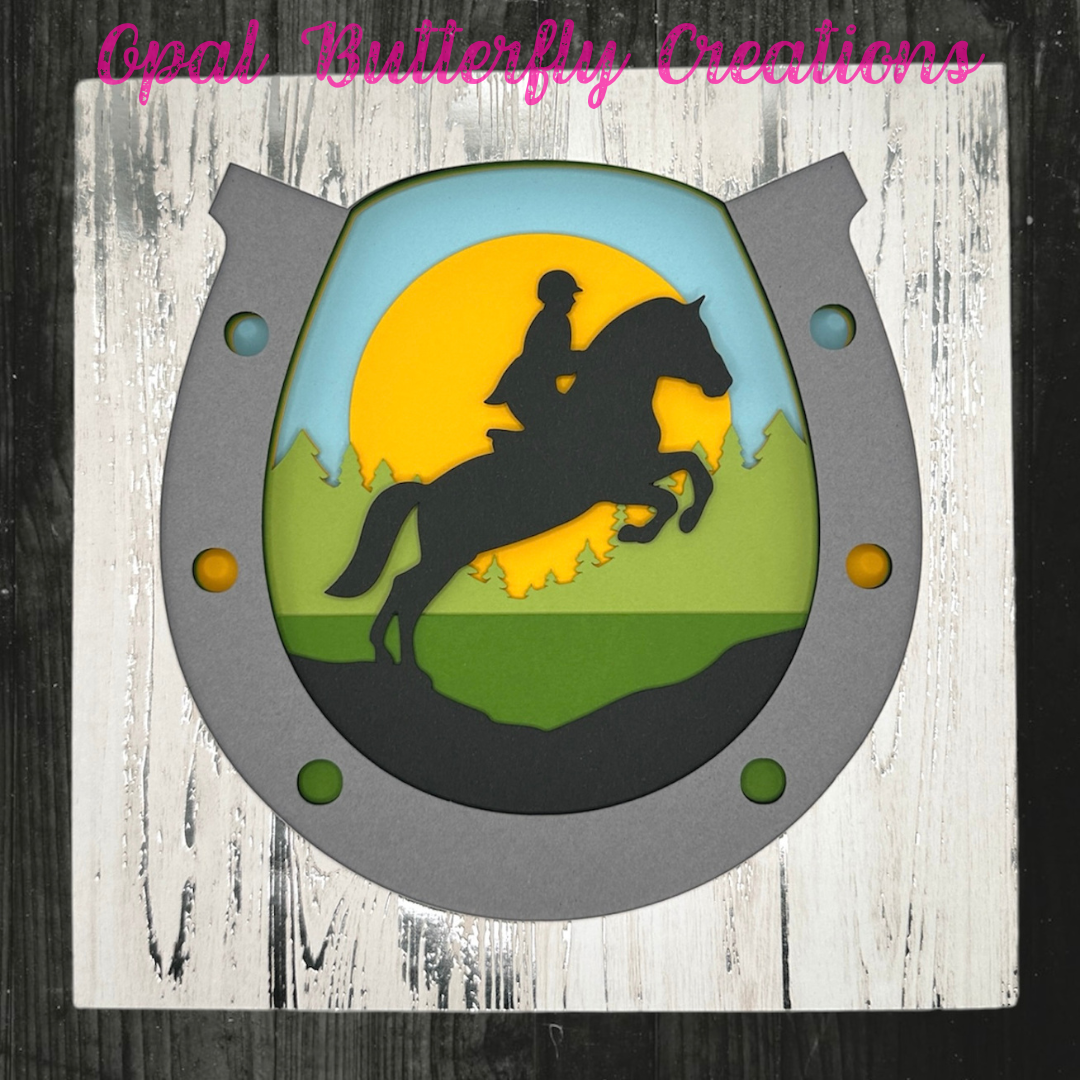 Equestrian Rider 3D Layered Shadow Box