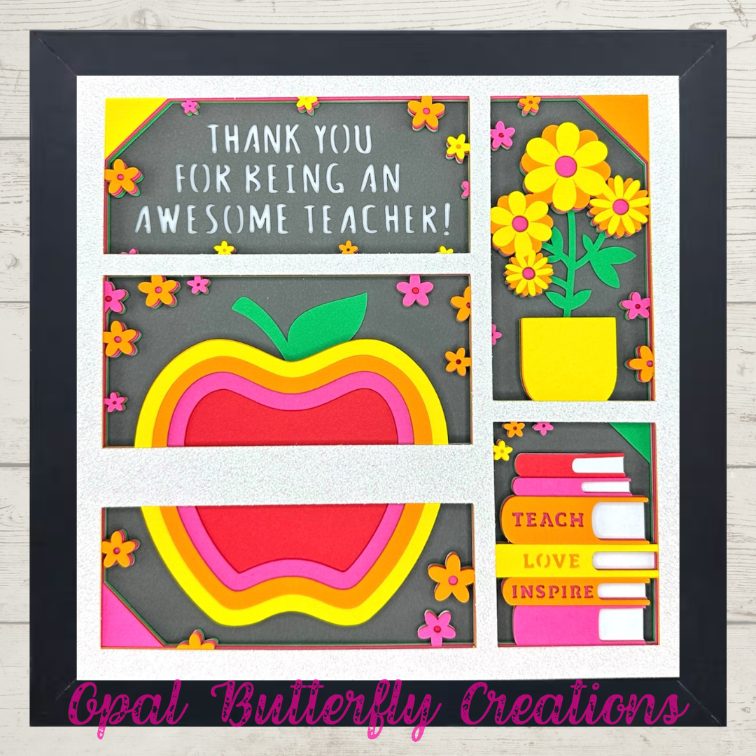 Thanks for Being an Awesome Teacher Personalized 3D Layered Shadow Box