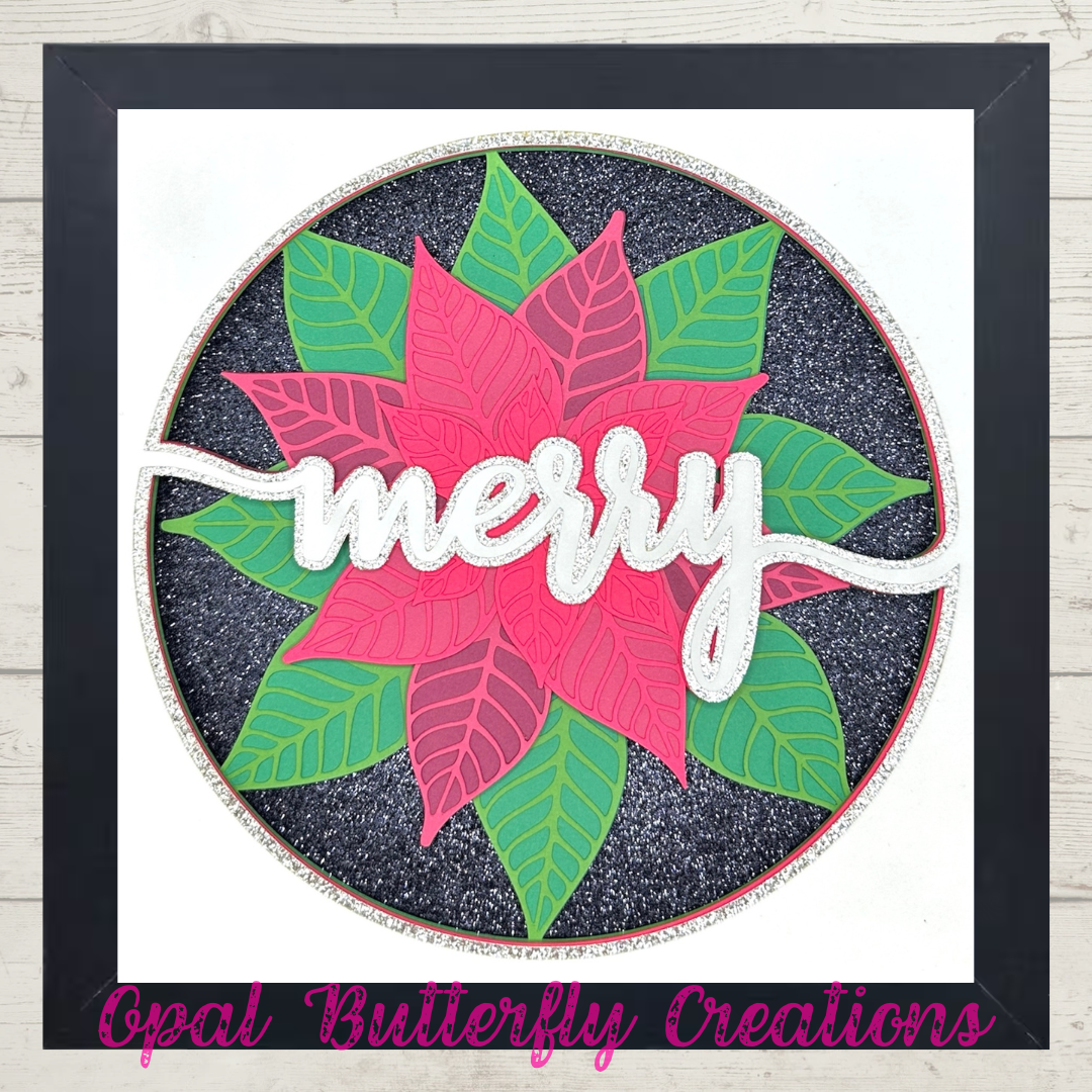 Merry Poinsettia 3D Layered Shadow Box