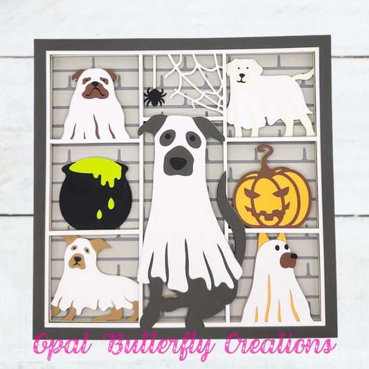 Dog Ghosts 3D Layered Shadow Box