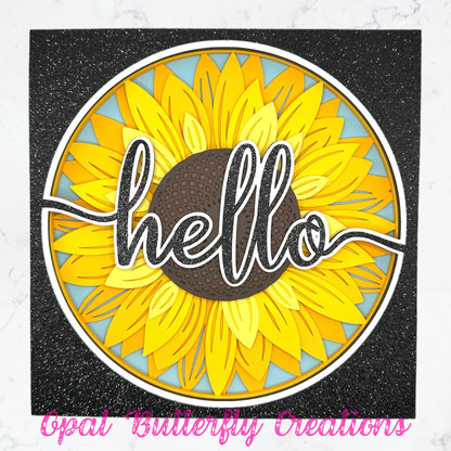 Hello Sunflower 3D Layered Shadow Box