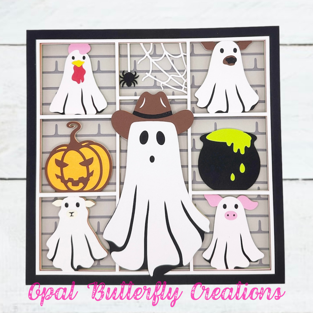 Farm Animal Ghosts 3D Layered Shadow Box