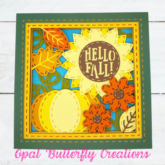 Hello Fall Stitch 3D Layered Shadow Box