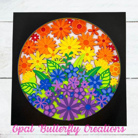 Floral Rainbow 3D Layered Shadow Box