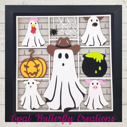 Farm Animal Ghosts 3D Layered Shadow Box