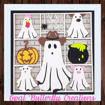 Farm Animal Ghosts 3D Layered Shadow Box