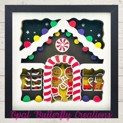 Gingerbread House 3D Layered Shadow Box