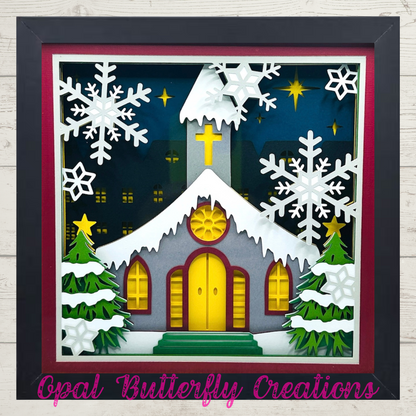 Christmas Church 3D Layered Shadow Box