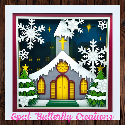 Christmas Church 3D Layered Shadow Box