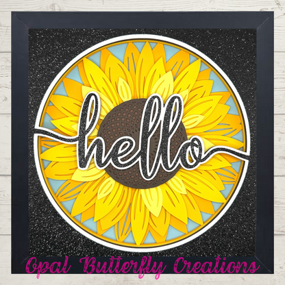 Hello Sunflower 3D Layered Shadow Box