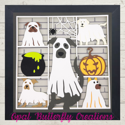 Dog Ghosts 3D Layered Shadow Box