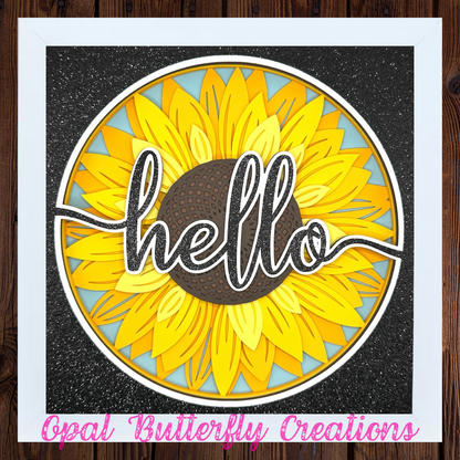 Hello Sunflower 3D Layered Shadow Box