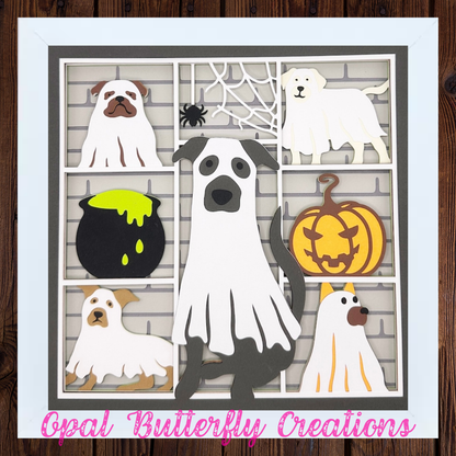 Dog Ghosts 3D Layered Shadow Box