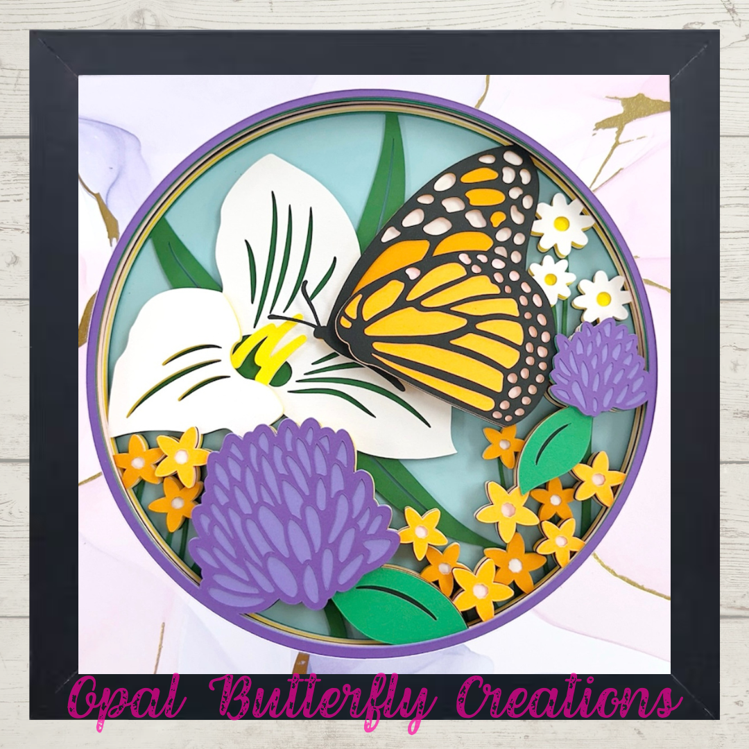 Monarch Butterfly 3D Layered Shadow Box