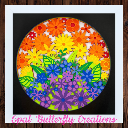 Floral Rainbow 3D Layered Shadow Box