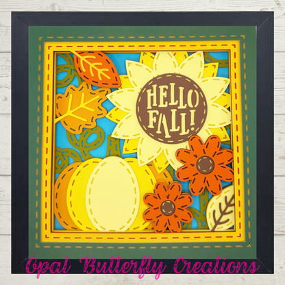 Hello Fall Stitch 3D Layered Shadow Box