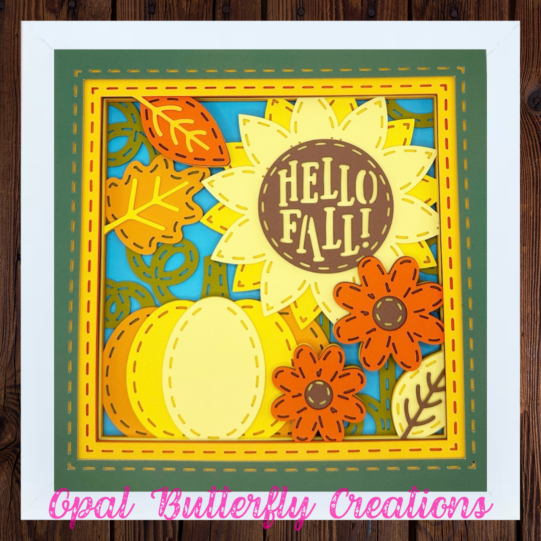 Hello Fall Stitch 3D Layered Shadow Box