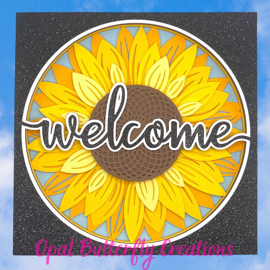 Welcome Sunflower 3D Layered Shadow Box