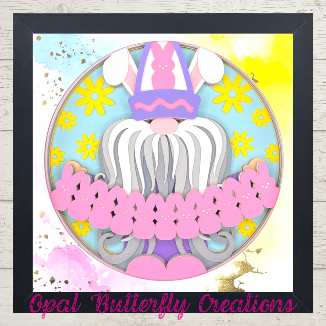 Easter Bunny Peeps Gnome 3D Layered Shadow Box