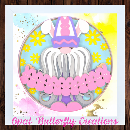 Easter Bunny Peeps Gnome 3D Layered Shadow Box