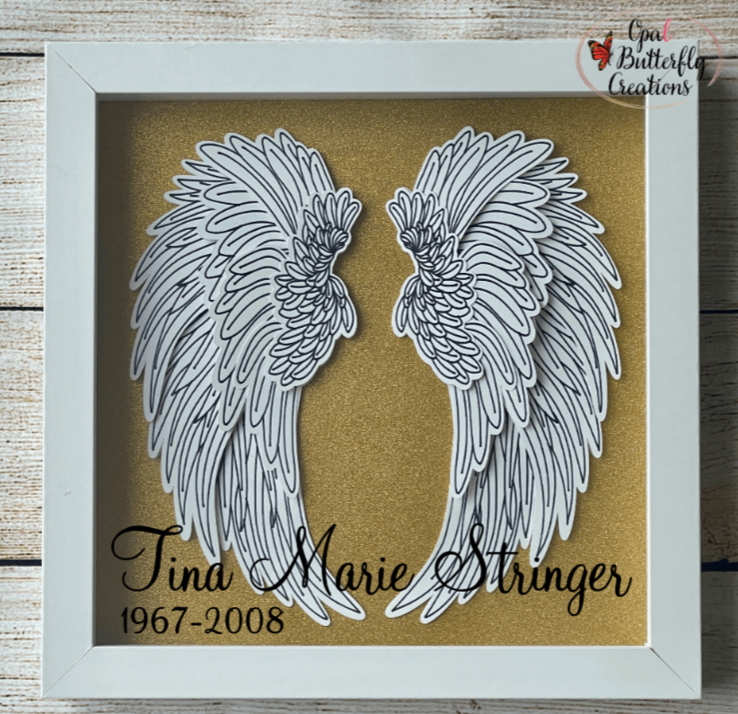 8" x 8" Angel Wing Memorial Shadow Box