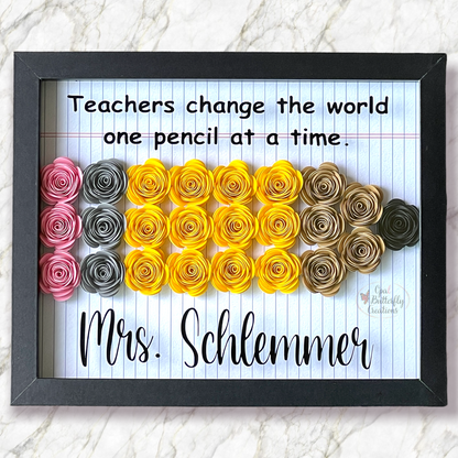 Teacher Pencil Flower Shadow Box