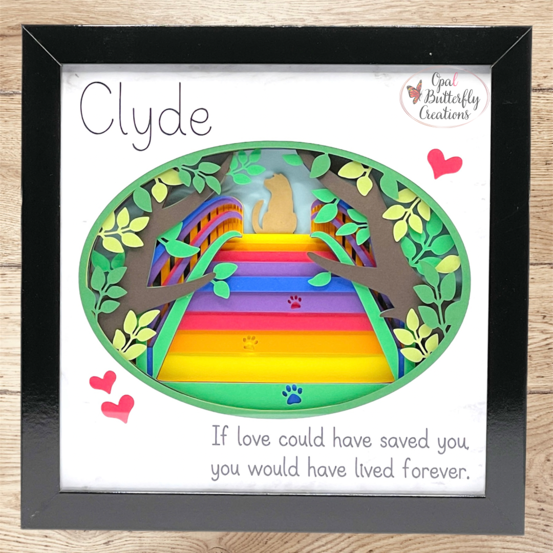 Rainbow Bridge Pet Memorial Shadow Box