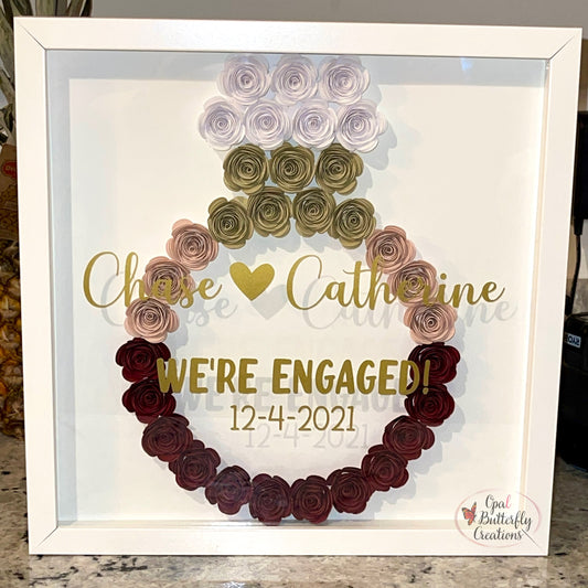 Diamond Ring Flower Shadow Box