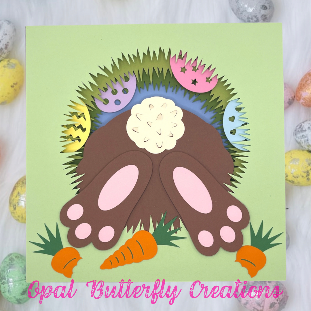 Easter Bunny Butt 3D Layered Shadow Box