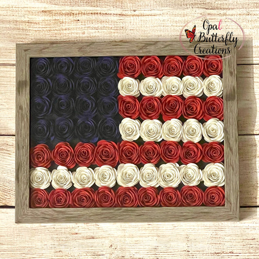 American Flag Flower Shadow Box