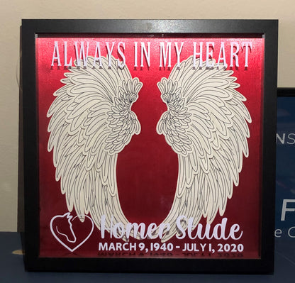 12" x 12" Angel Wing Memorial Shadow Box