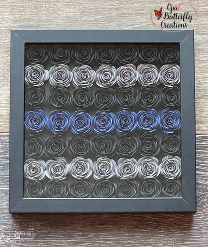 Thin Blue Line Police Flower Shadow Box