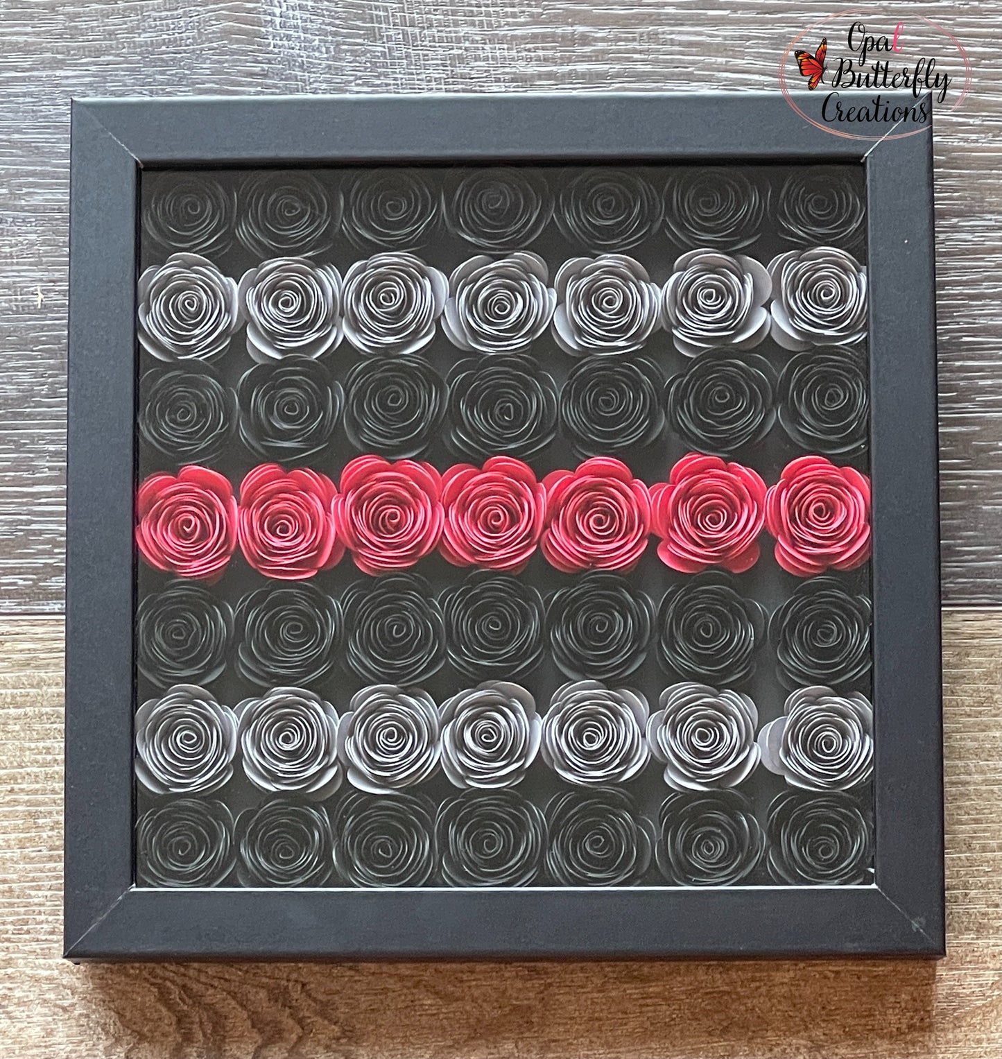 Thin Red Line Firefighter Flower Shadow Box