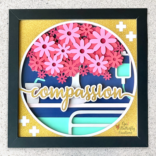 Compassion Nursing Floral 3D Layered Shadow Box