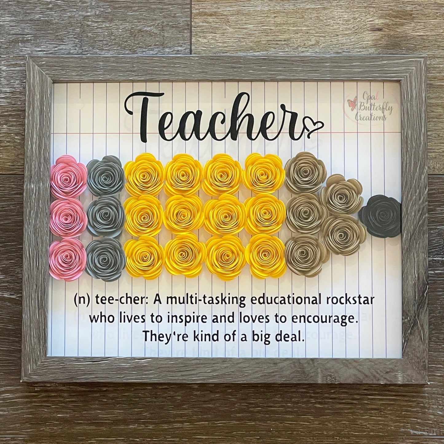 Teacher Pencil Flower Shadow Box