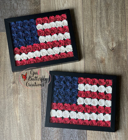 American Flag Flower Shadow Box