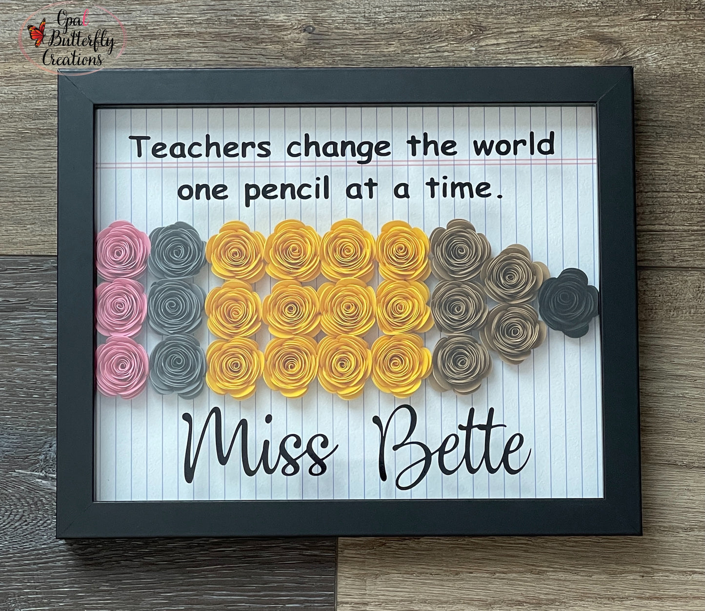 Teacher Pencil Flower Shadow Box