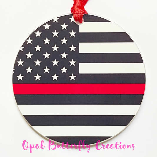 Thin Red Line Firefighter Ornament