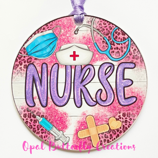 Pink Leopard Nurse Ornament