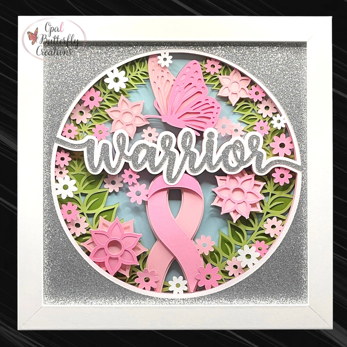 Cancer Warrior Butterfly 3D Layered Shadow Box