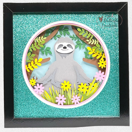 Yoga Sloth 3D Layered Shadow Box