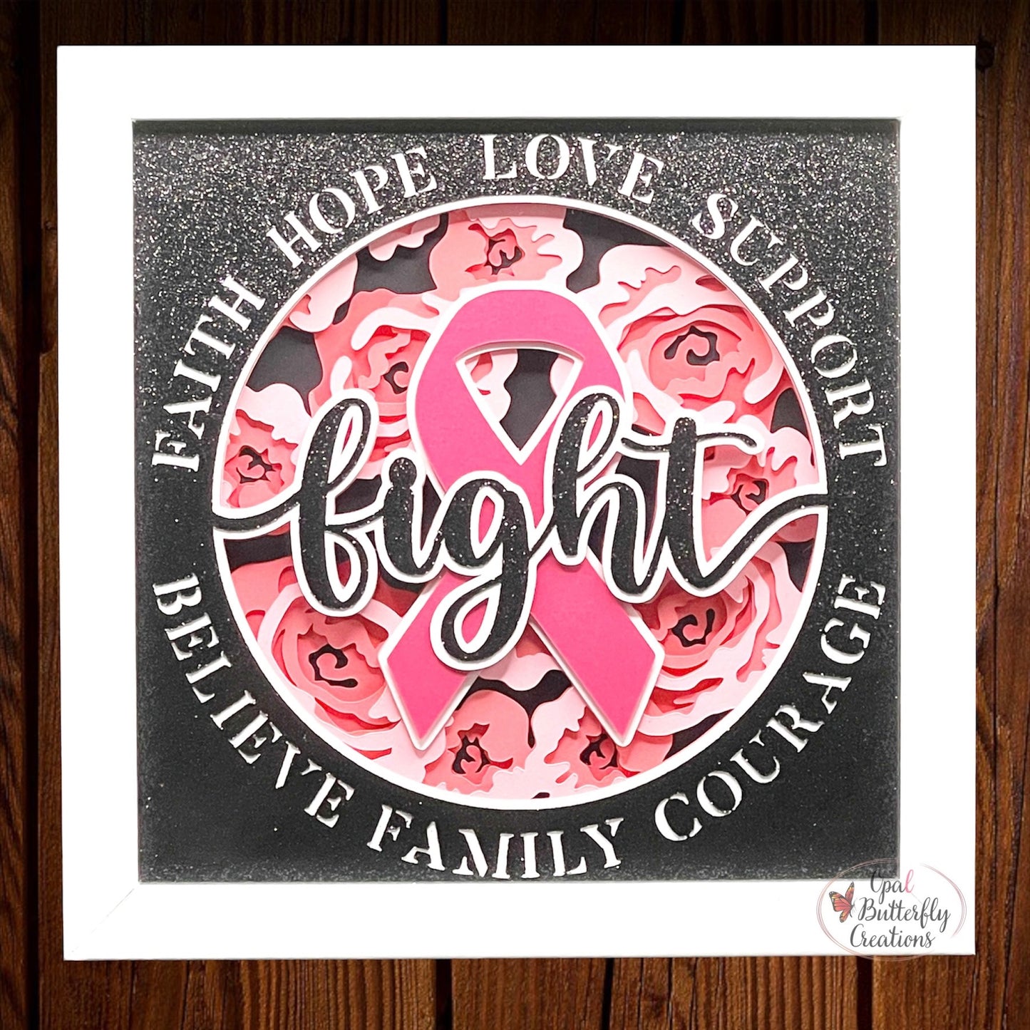 Fight Cancer 3D Layered Shadow Box