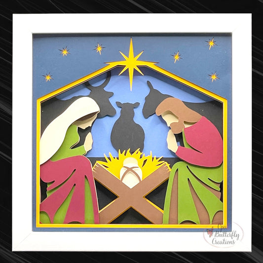 Christmas Nativity Scene 3D Layered Shadow Box